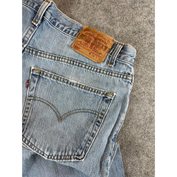 Vintage 90s Levis 550 Relaxed Straight Jeans Mens 33x30.5 Blue Red Tab Grunge - Picture 2 of 9